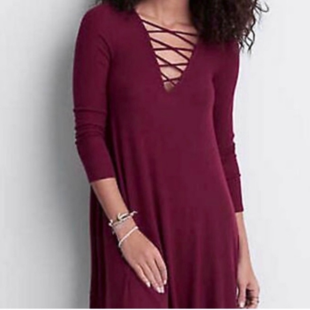 AEO Soft & Sexy Ribbed Corset Necked Dress